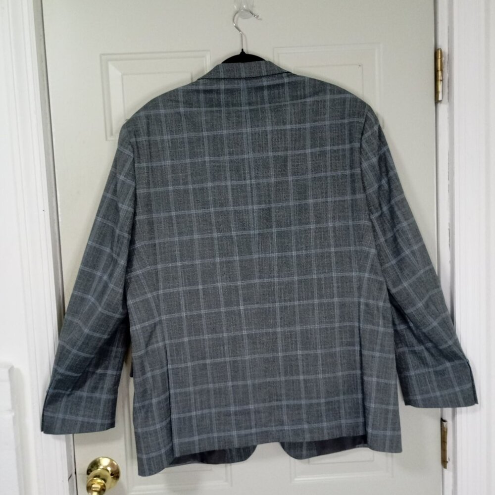 Michael Strahan Collection Blazer Mens Grey Plaid Sport Coat Modern Fit 46R - Picture 7 of 10